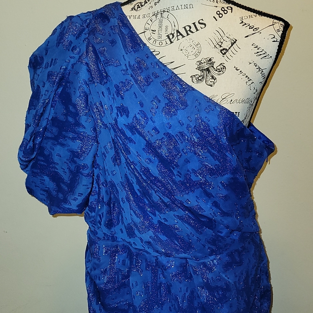 90's ASOS Blue Decorative One Shoulder Dress